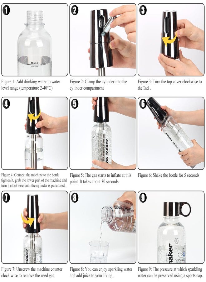 وفر في استهلاك المياه الغازية - صانع مشروبات غازية محمول، اصنع لترًا واحدًا في المنزل في 30 ثانية، لا حاجة للكهرباء (فضي) - Image 3